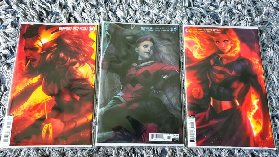 Dark Nights: Dark Metal reading order. Issue 1, 2 and 3. Artgerm variant.